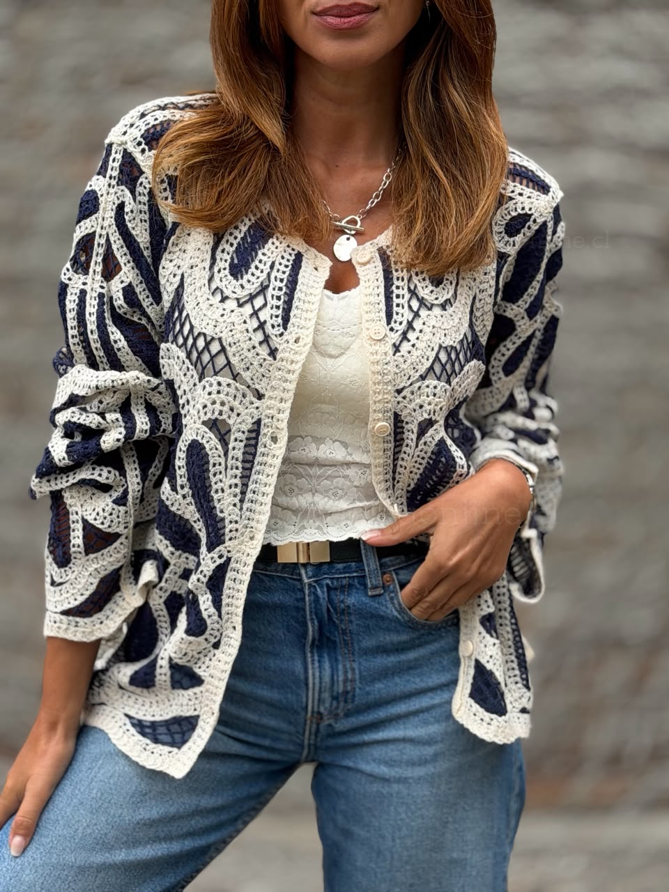 Tapado New Macramé azul