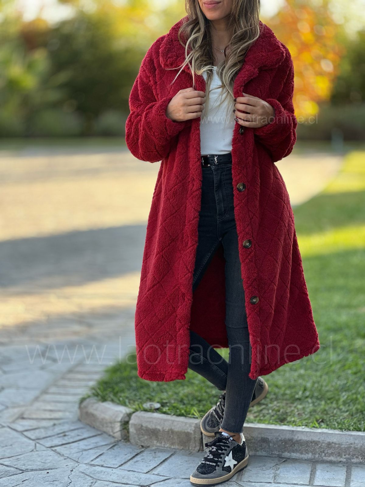 Abrigo corderito Florianopolis cherry