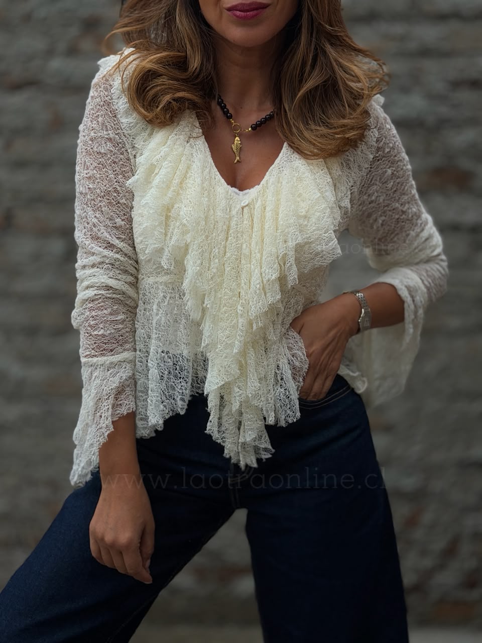 Blusa Encaje Italiana beige