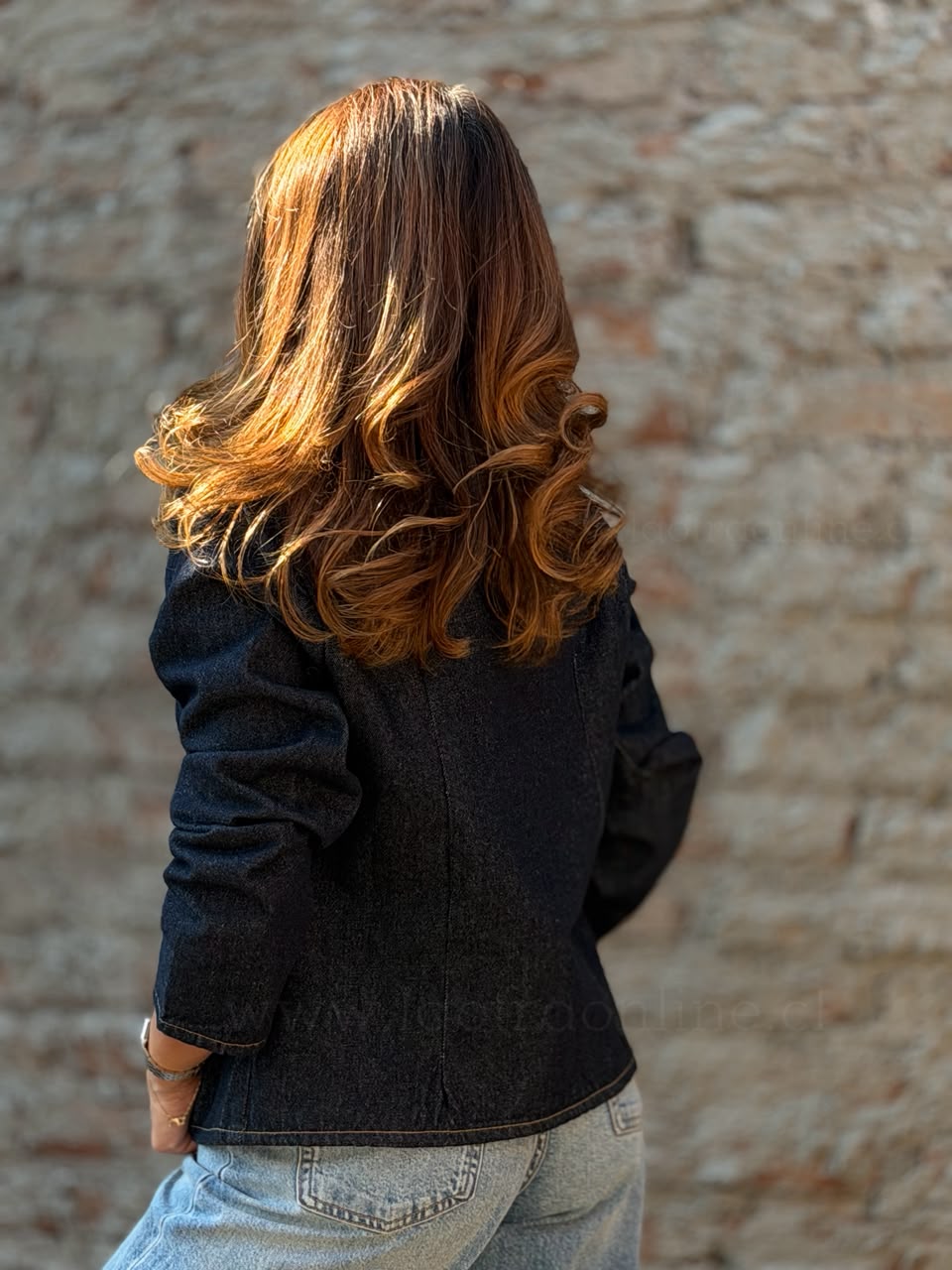 Chaqueta Cruzada mezclilla azul