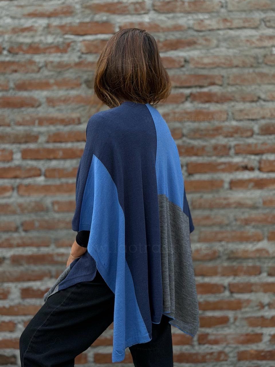 Chaleco/bufandon Bicolor azul