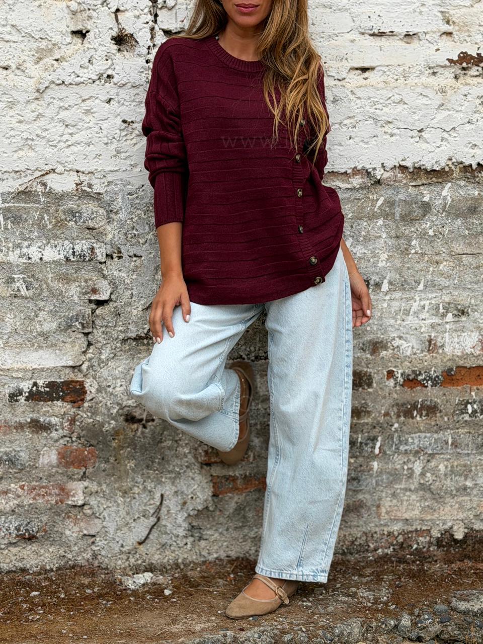 Sweater Botones cherry