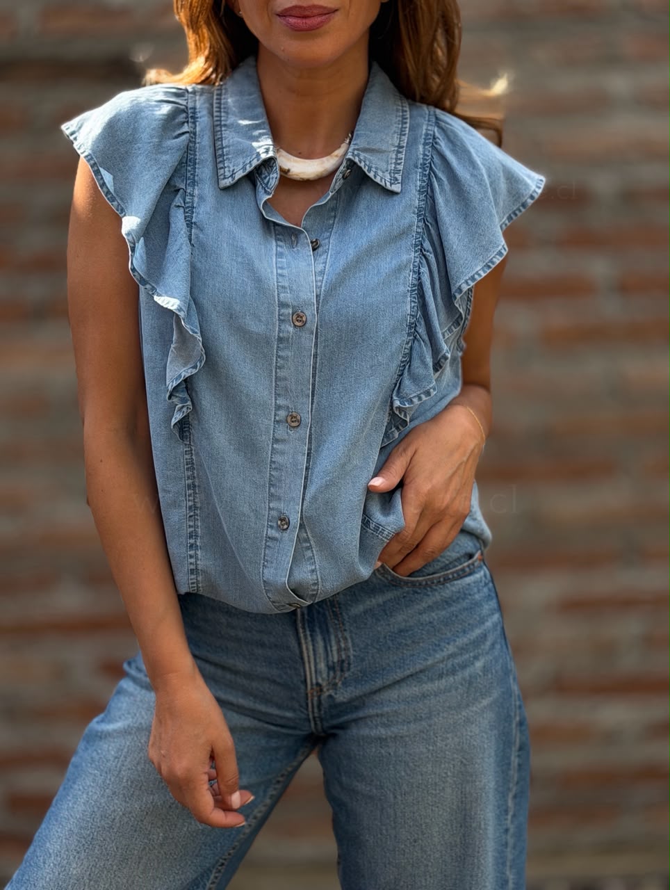 Blusa Tencel Lia celeste