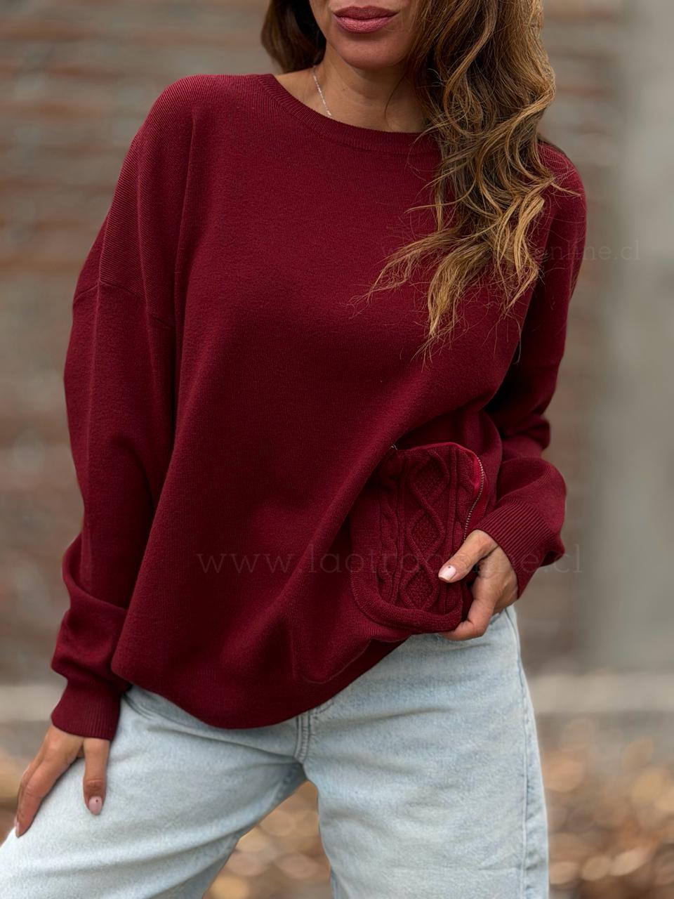 Sweater Bolsillo burdeo