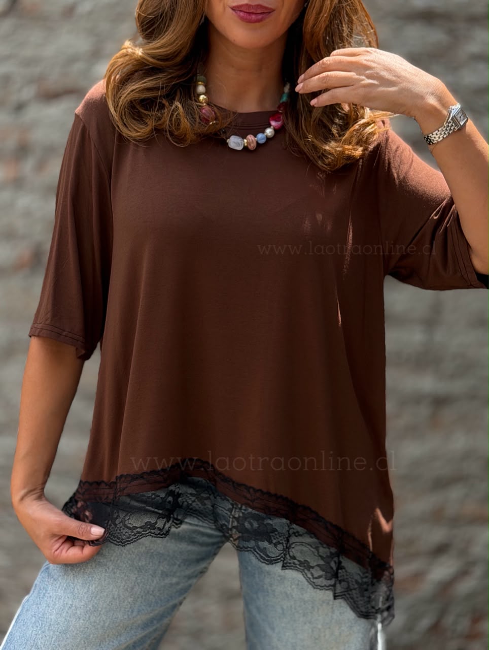 Polera New Desigual marrón