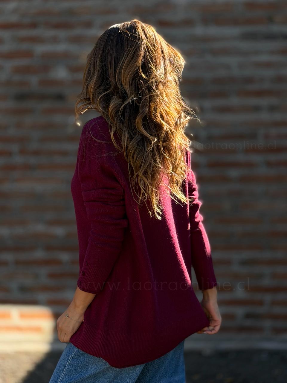 Sweater punto arroz cherry