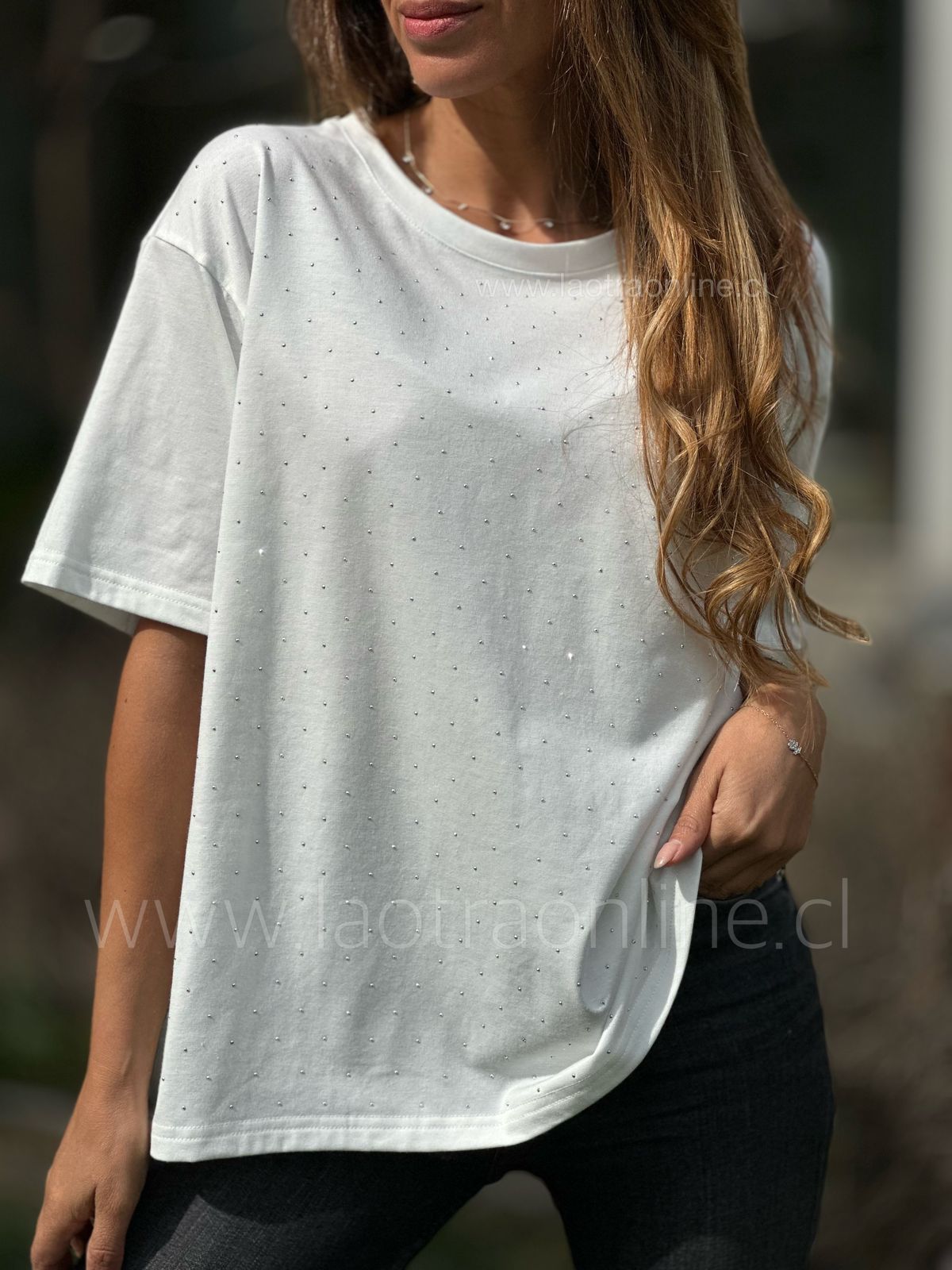 Polera Brillitos blanco