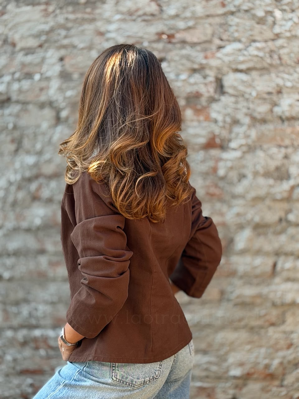 Chaqueta Cruzada mezclilla marrón