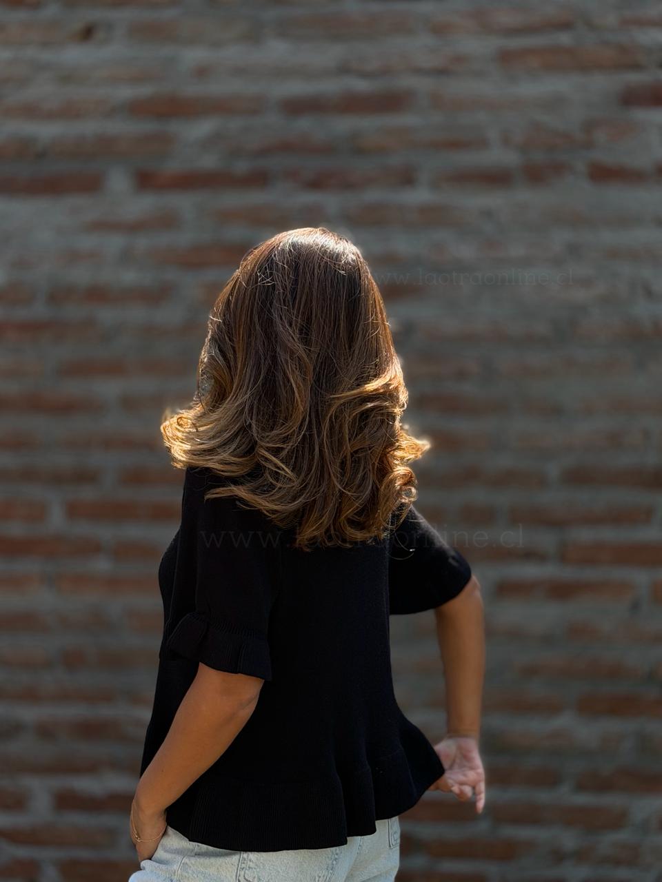 Polera Hilo Volados negro