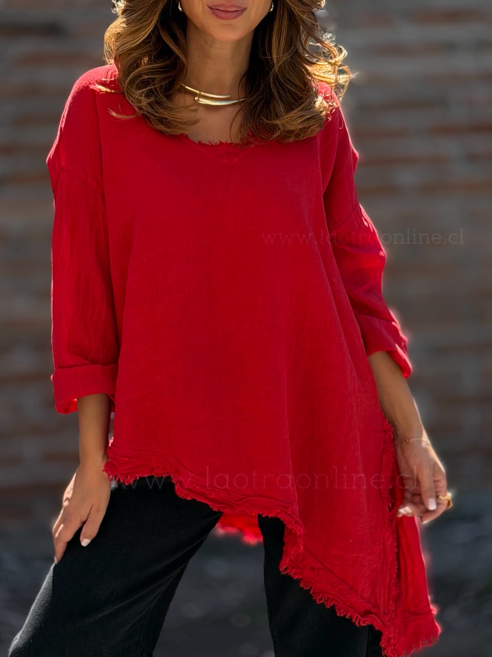 Blusón Desigual lino rojo