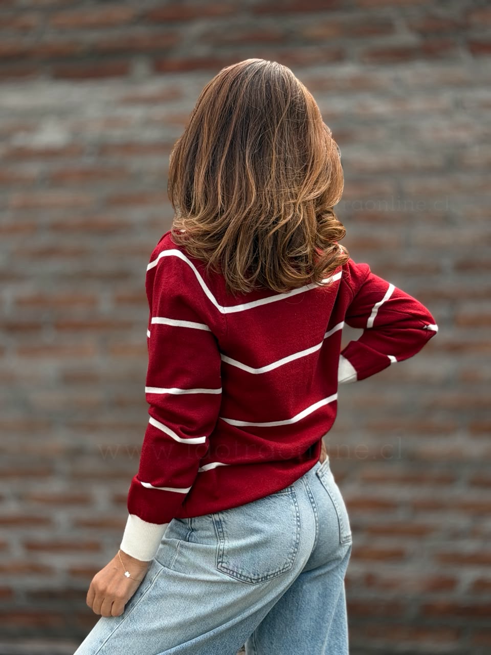 Sweater cuello jeans rojo