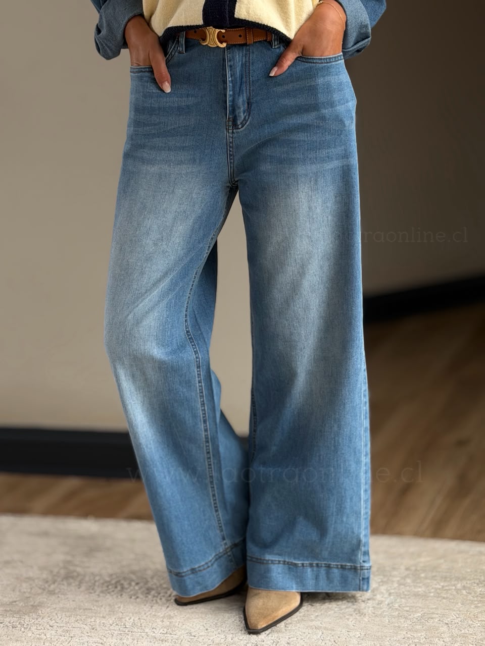 Jeans mezclilla basta gruesa celeste