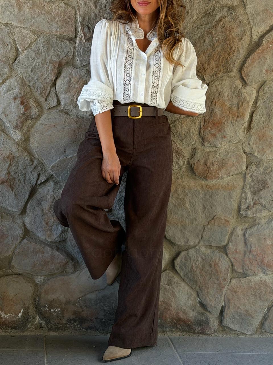 Pantalón Cotele+Cinturón marron