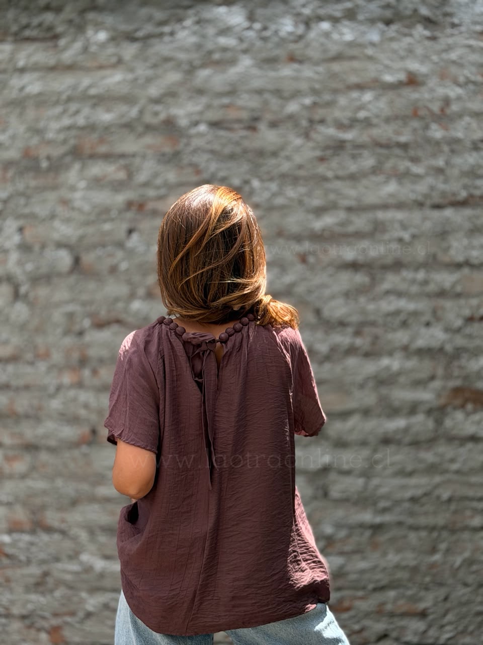 Polera Con collar marrón