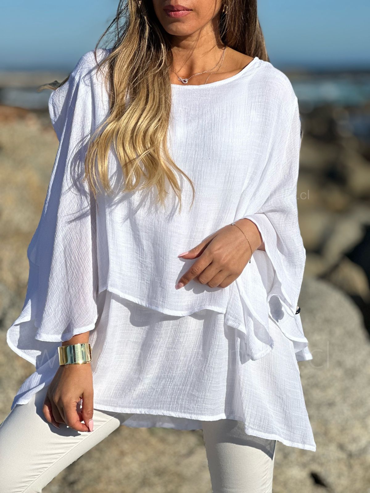 Polera Coral blanco