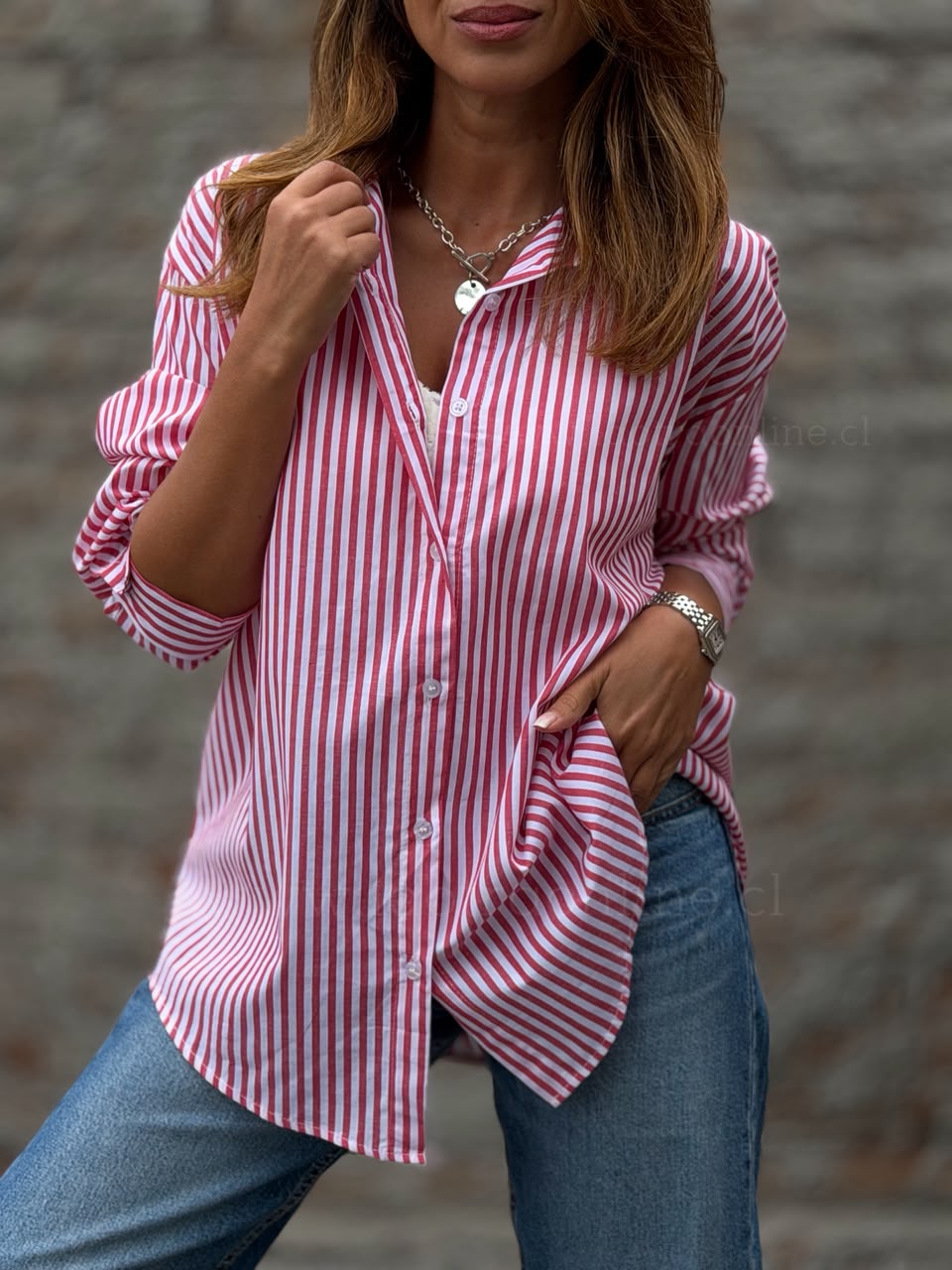 Blusa Rayas clásica rojo