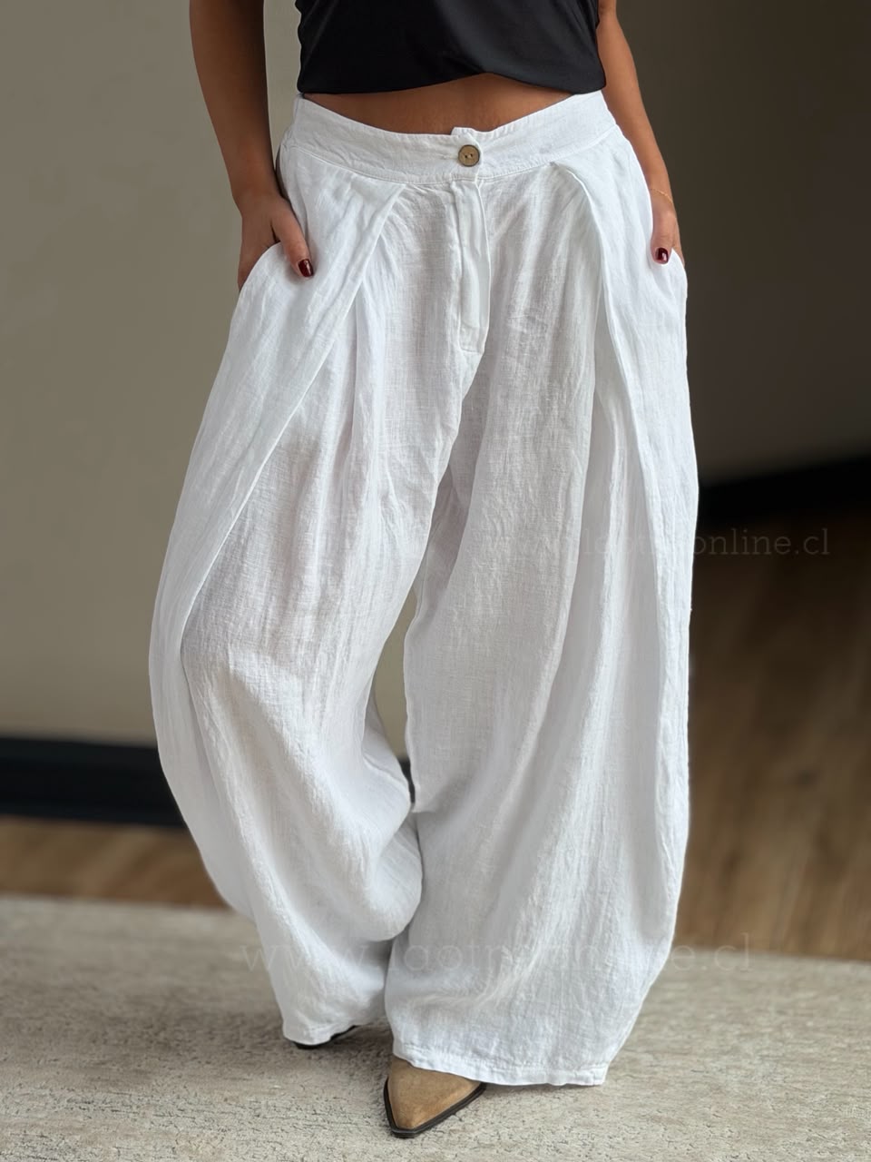 Pantalón Viral puro lino blanco