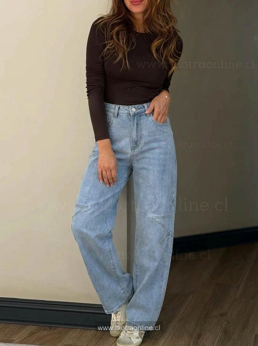 Jeans Estrella costado celeste