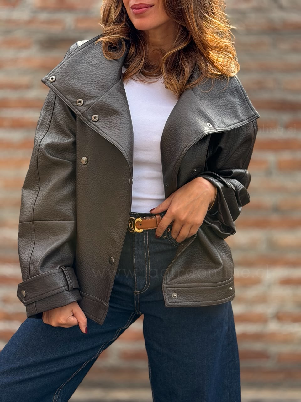 Chaqueta Cuello Magnífico café moro