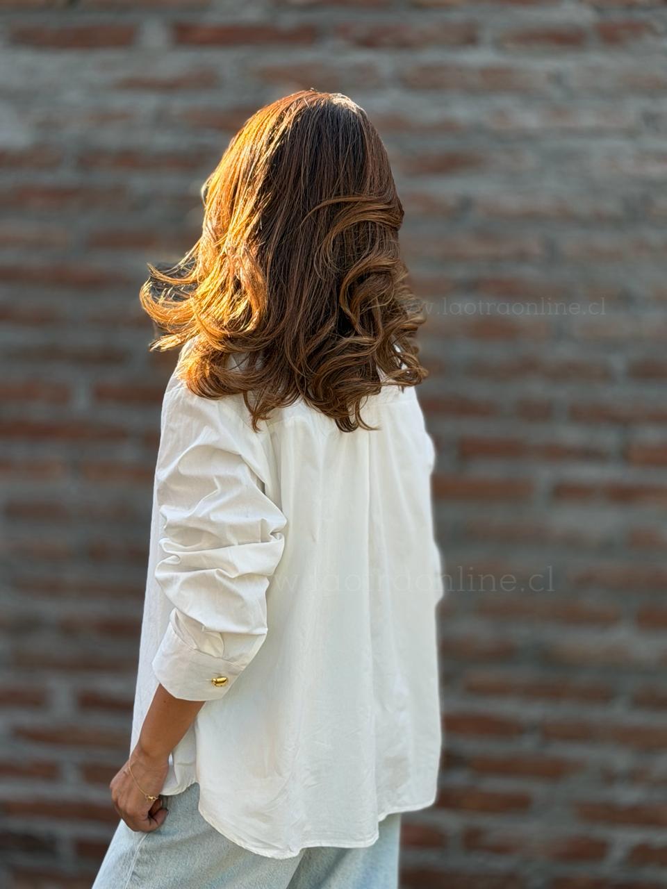 Camisa Botón dorado blanco