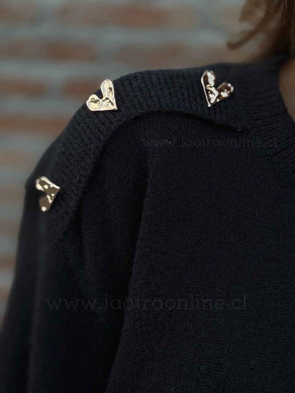 Sweater Corazón dorado negro