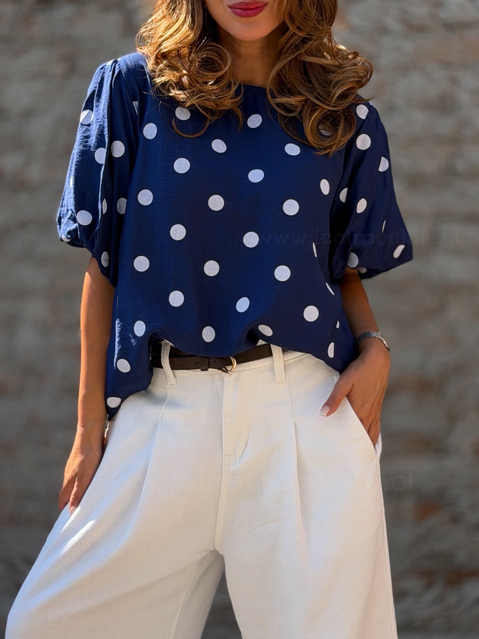 Polera maxi lunar azul