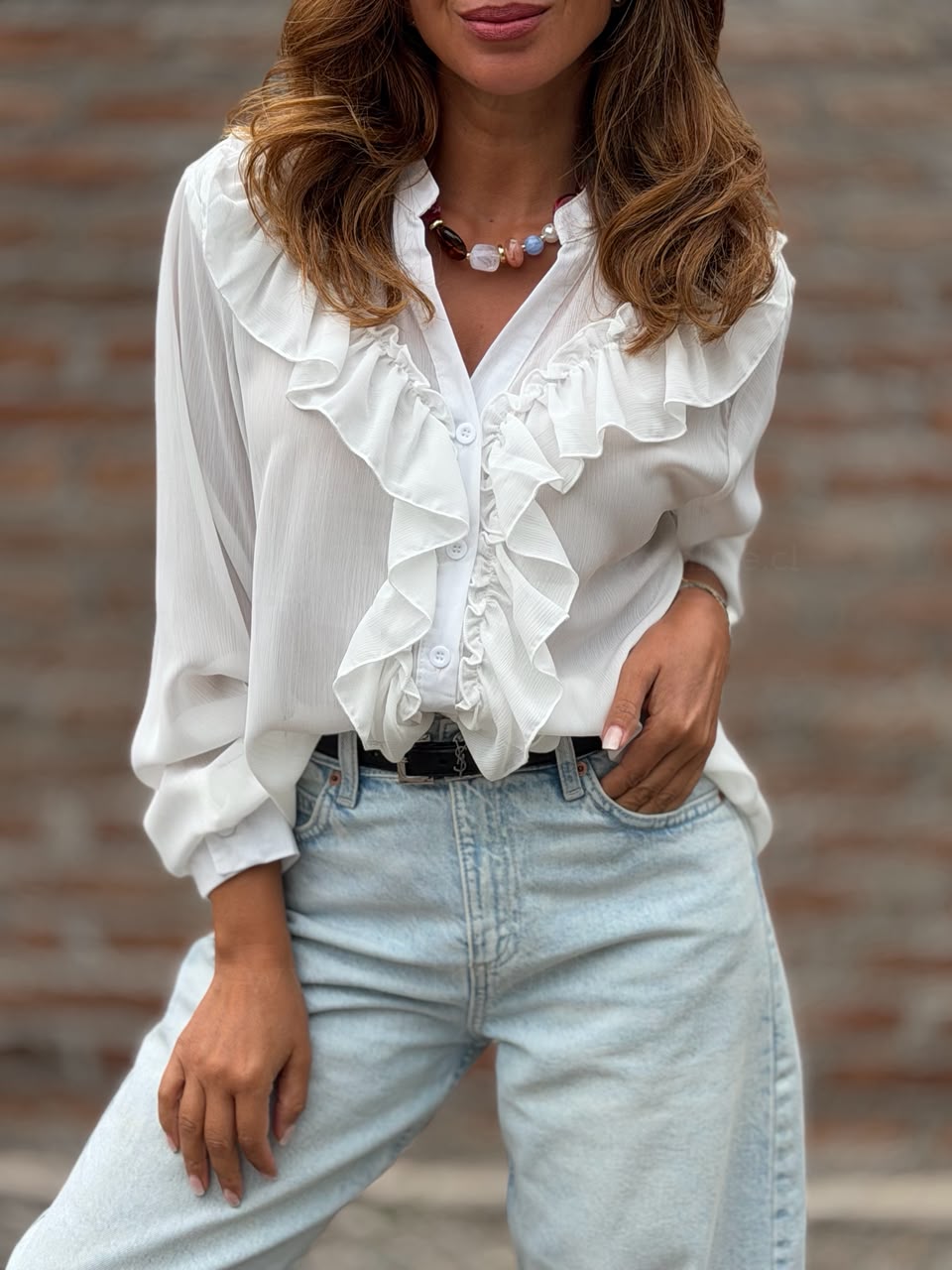 Blusa Extra Volados blanco
