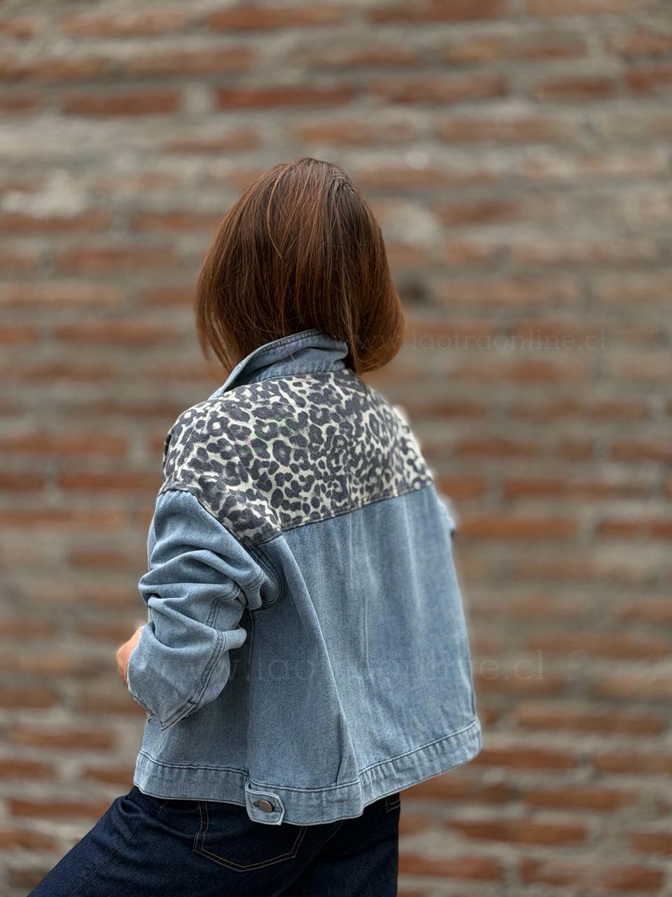 Chaqueta Mezclilla print celeste