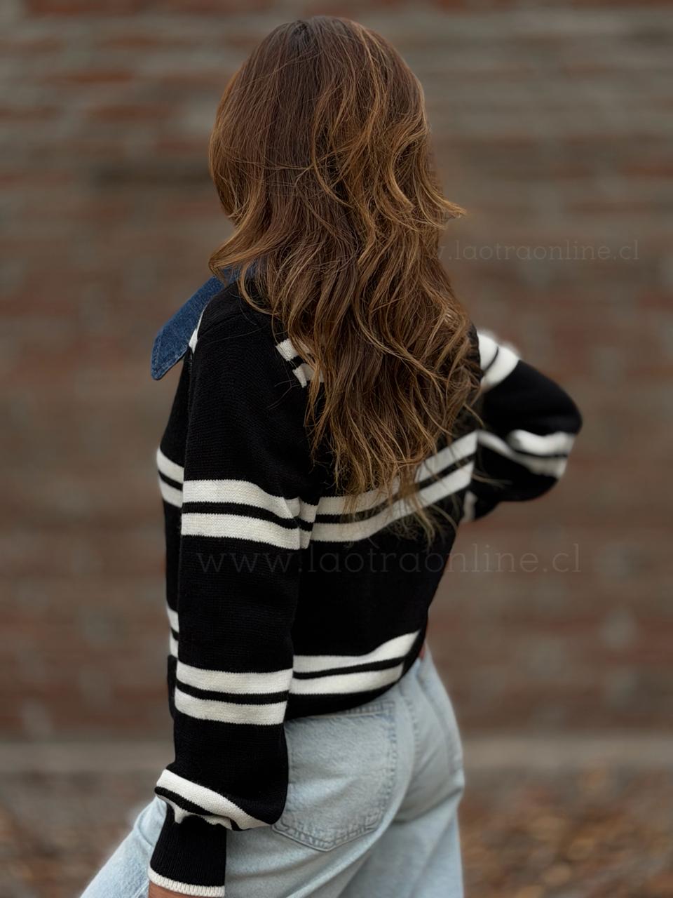 Chaleco Rayas blusa mentirosa negro
