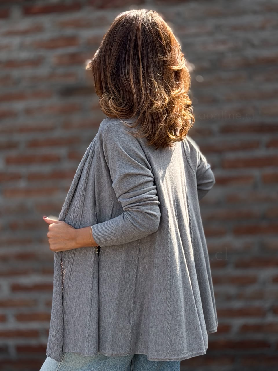 Cárdigan evasé Trenzado gris