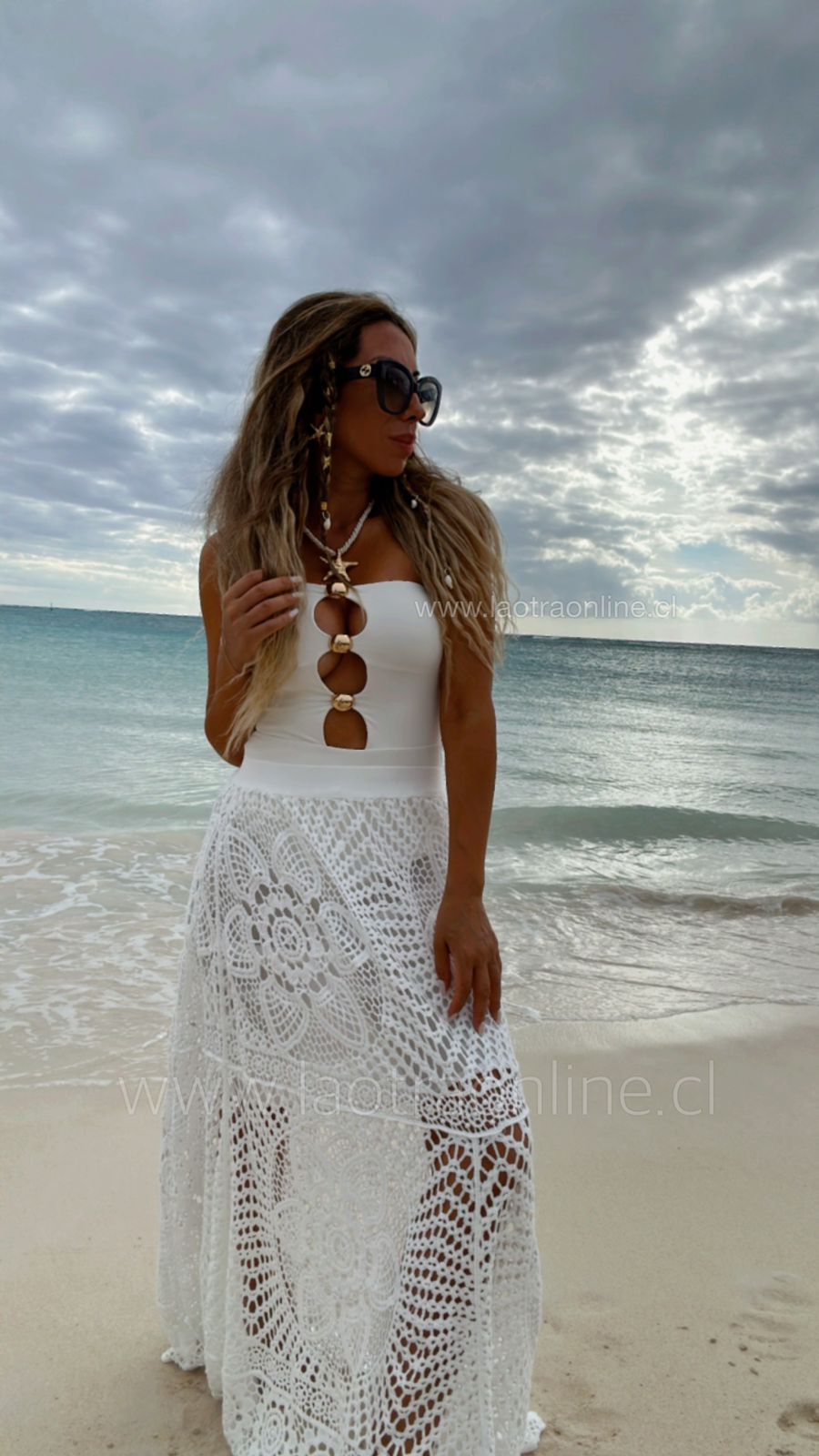 Falda tejida Boca blanco