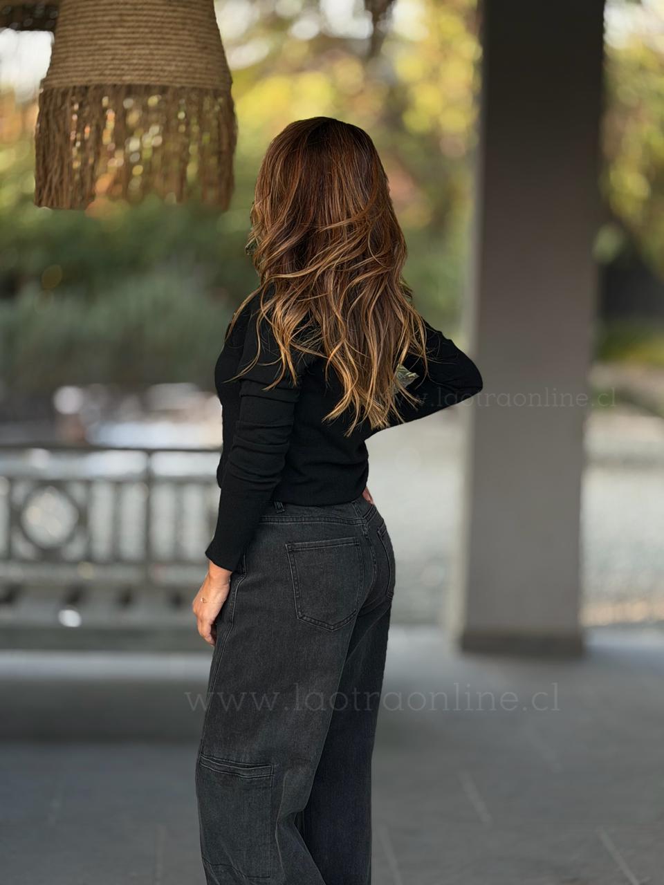 Wide Leg cargo negro