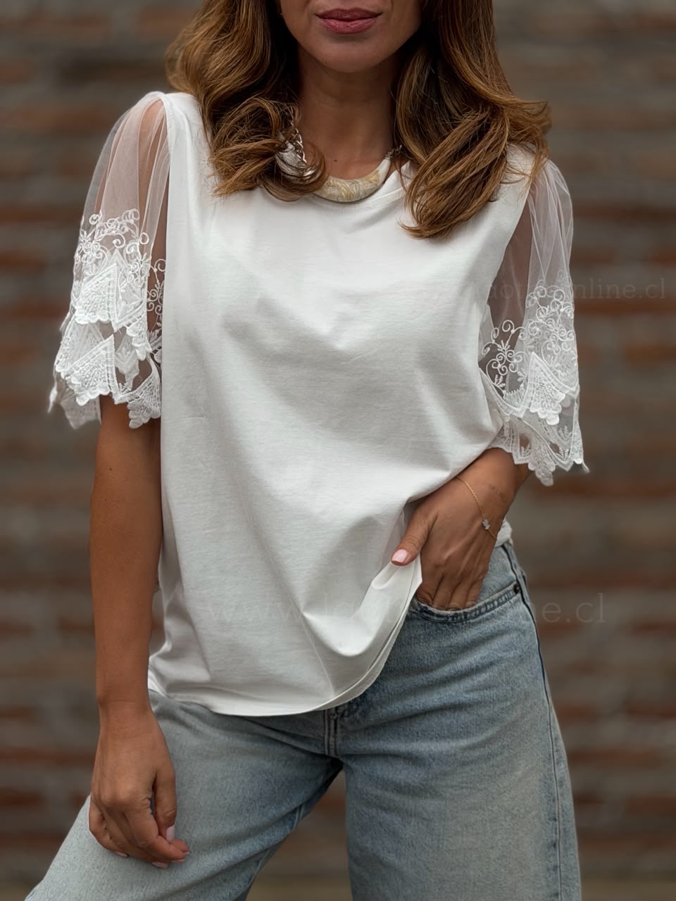 Polera Manga Deli blanco