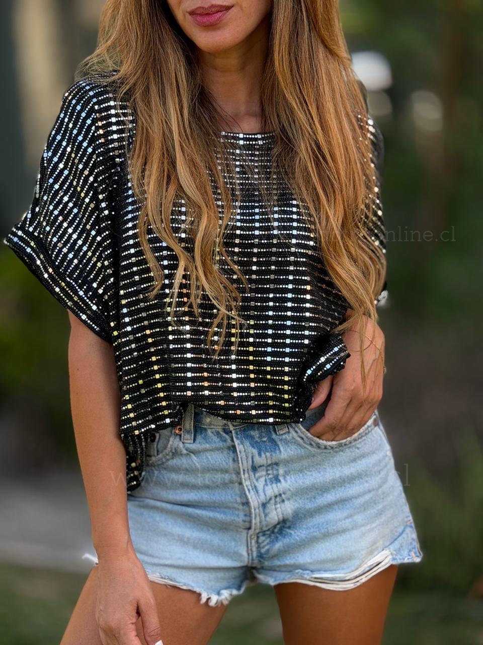Polera mini espejitos plata