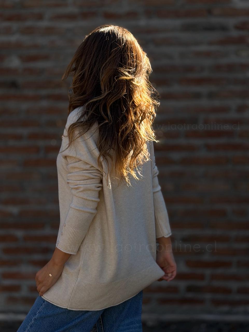 Sweater punto arroz crema
