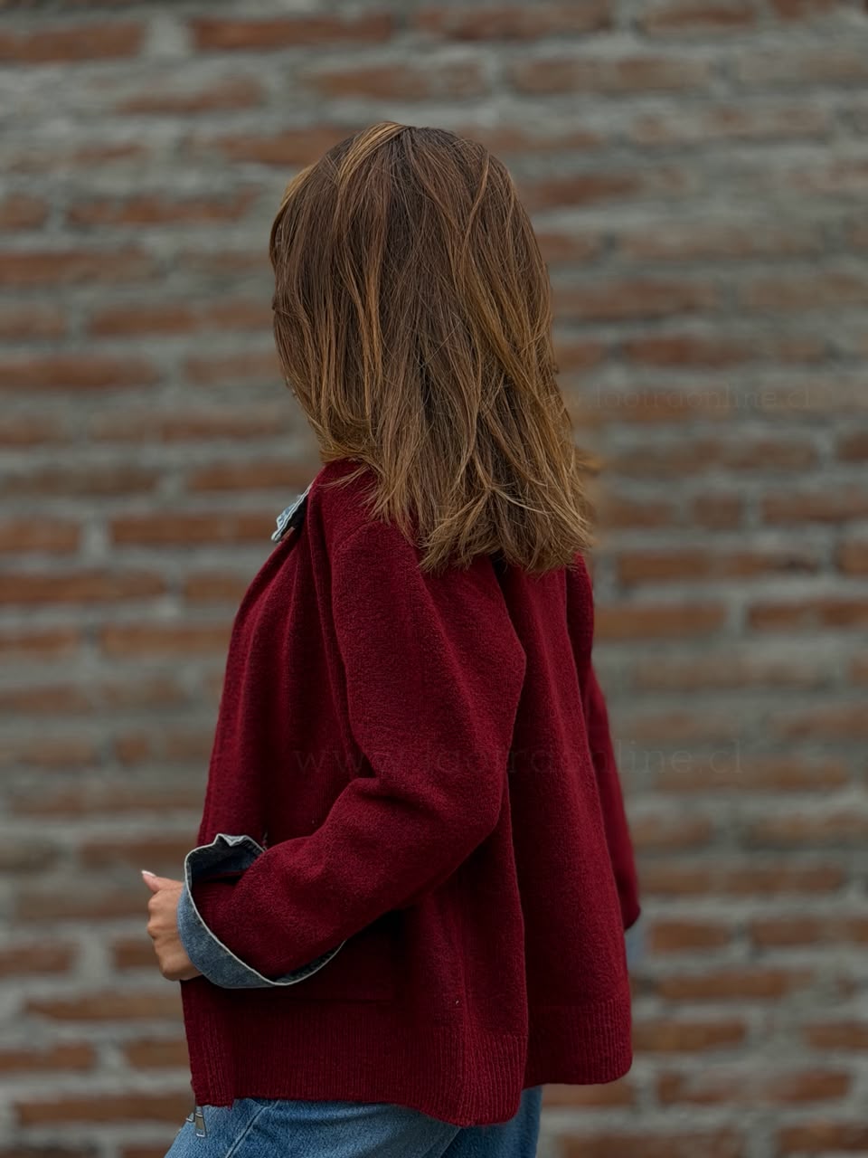 Chaleco Lana/mezclilla rojo