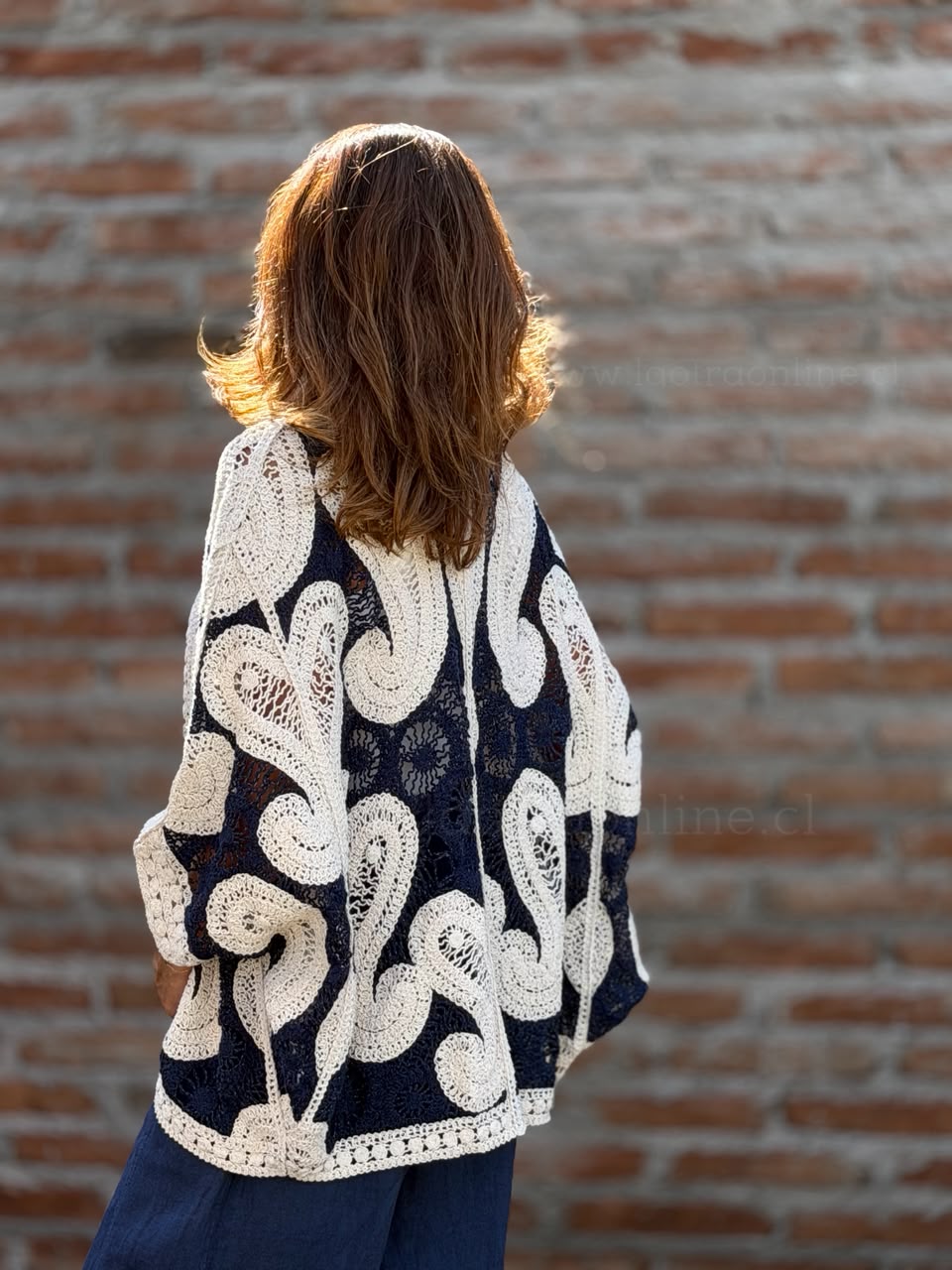 Tapado Macramé azul