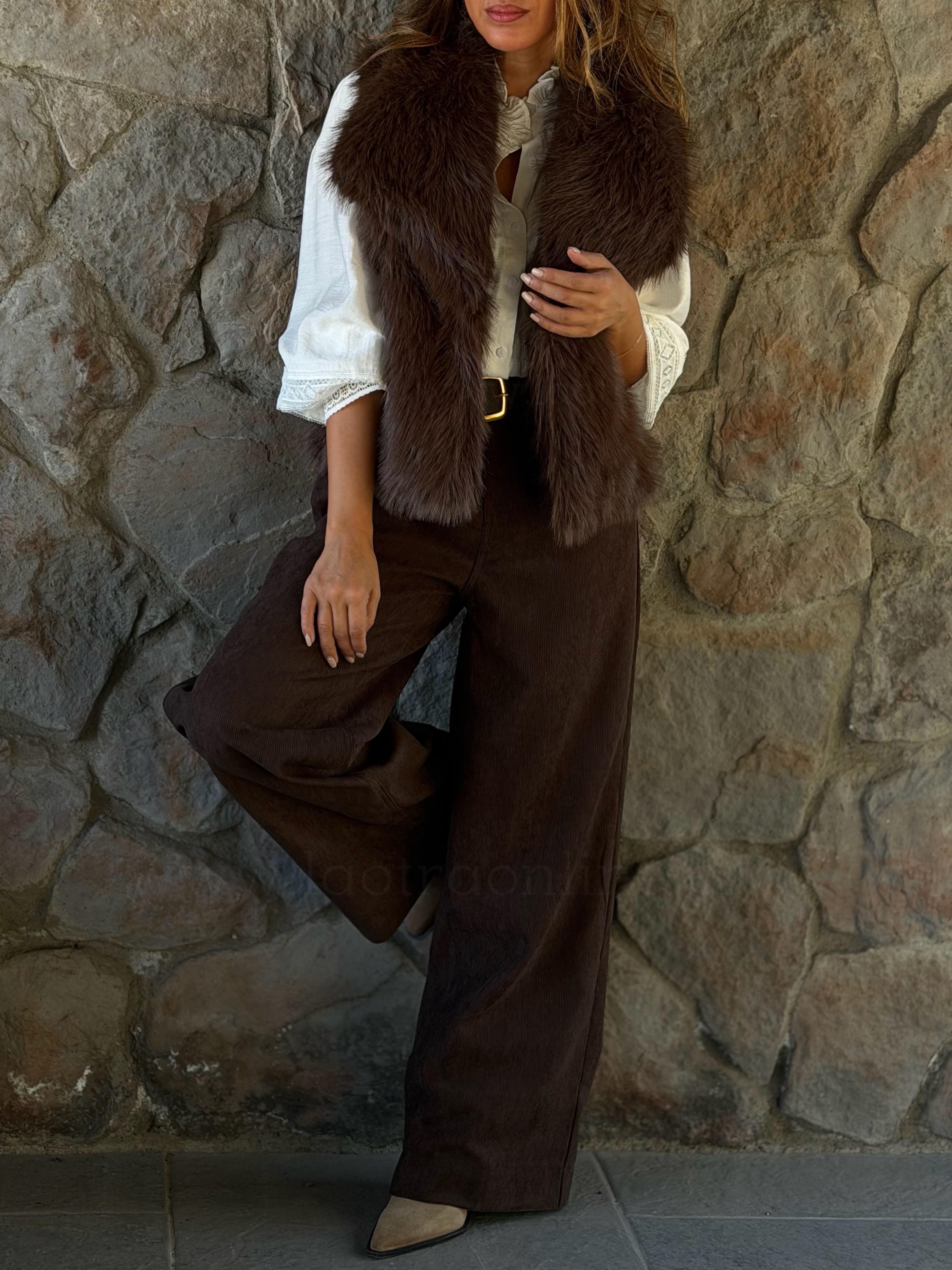 Pantalón Cotele+Cinturón marron