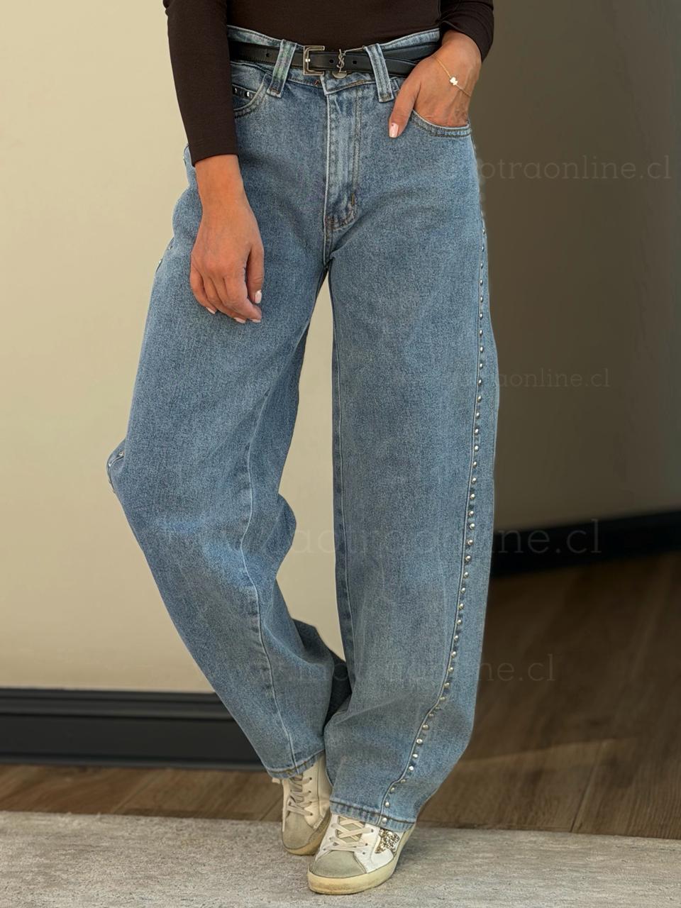 Baggy Estrella tachas celeste