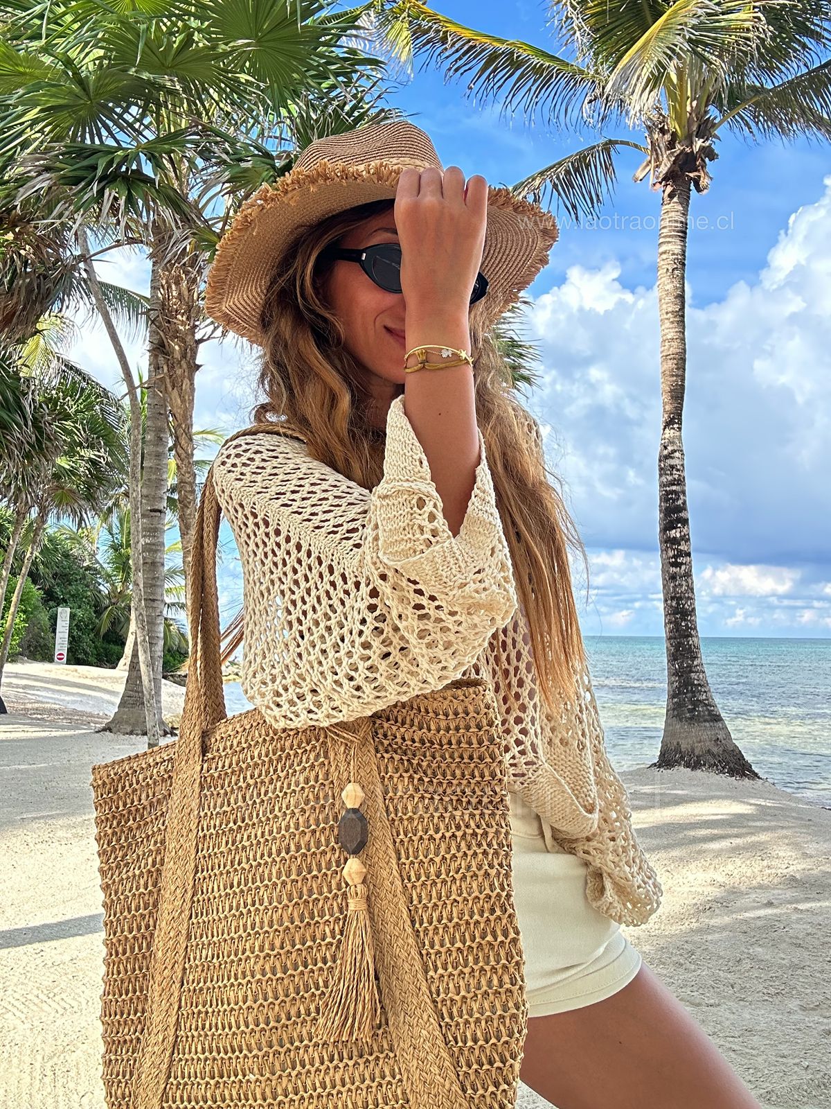 Bolso rafia verano camel
