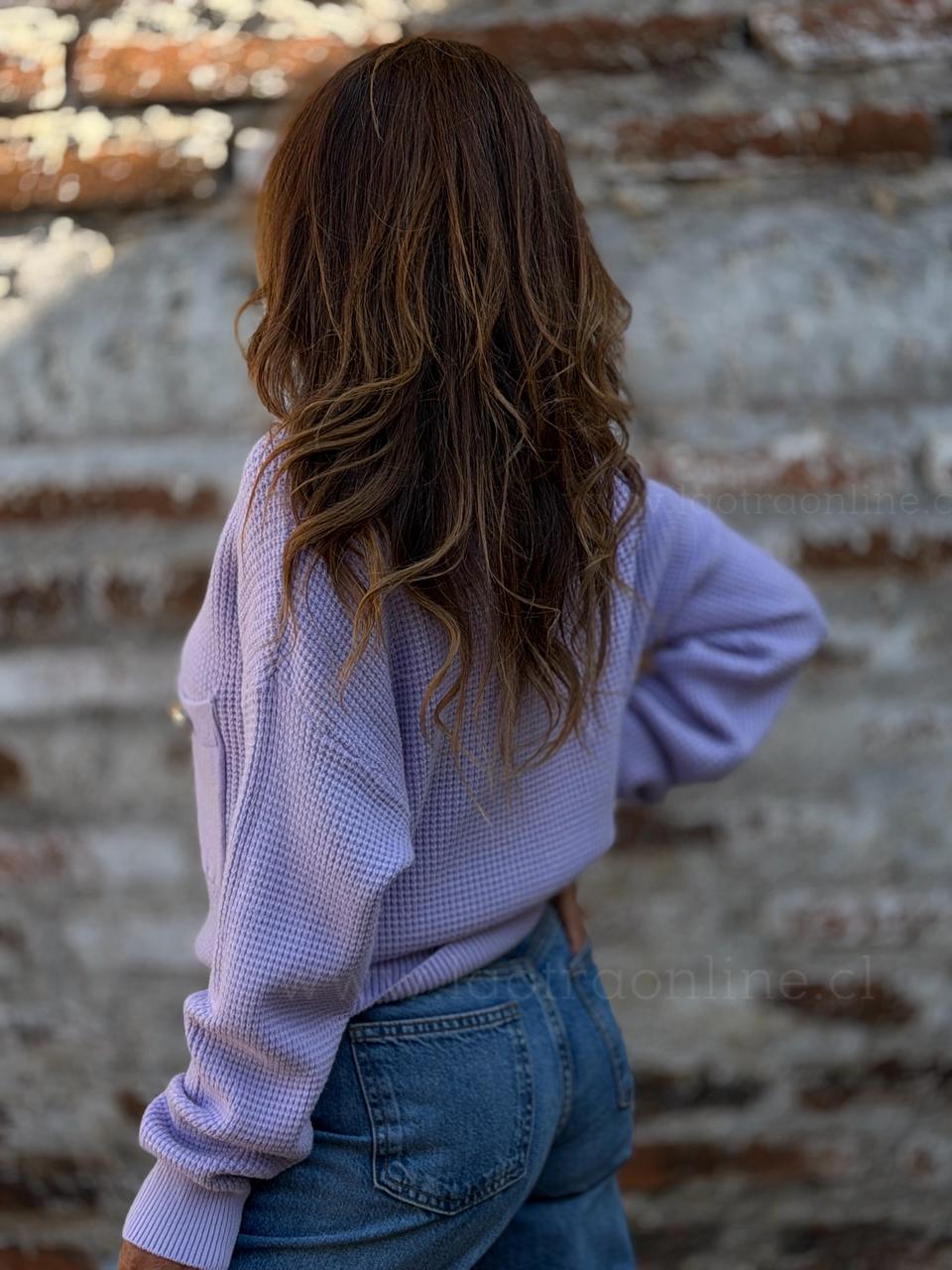 Sweater Tejido waffle lavanda