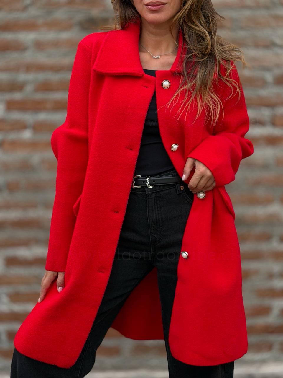 Abrigo Botón perla rojo