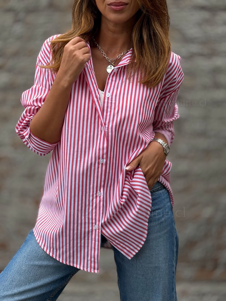 Blusa Rayas clásica rojo