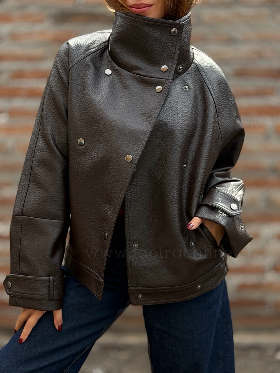 Chaqueta Cuello Magnífico café moro