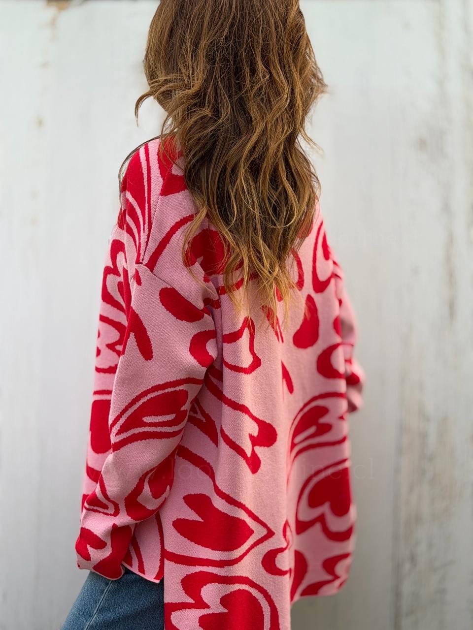 Sweater Corazones rosa