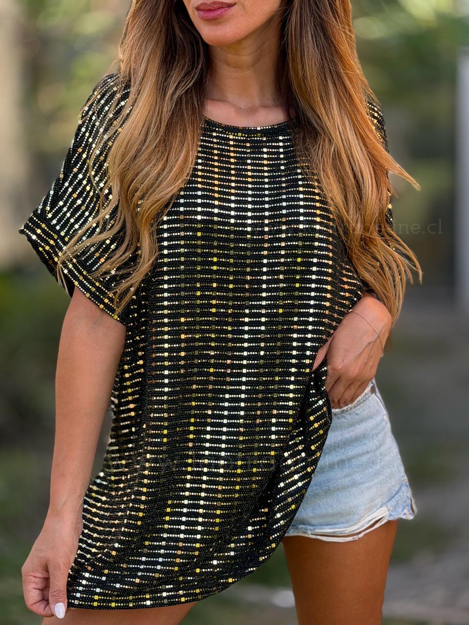 Polera mini espejitos dorado