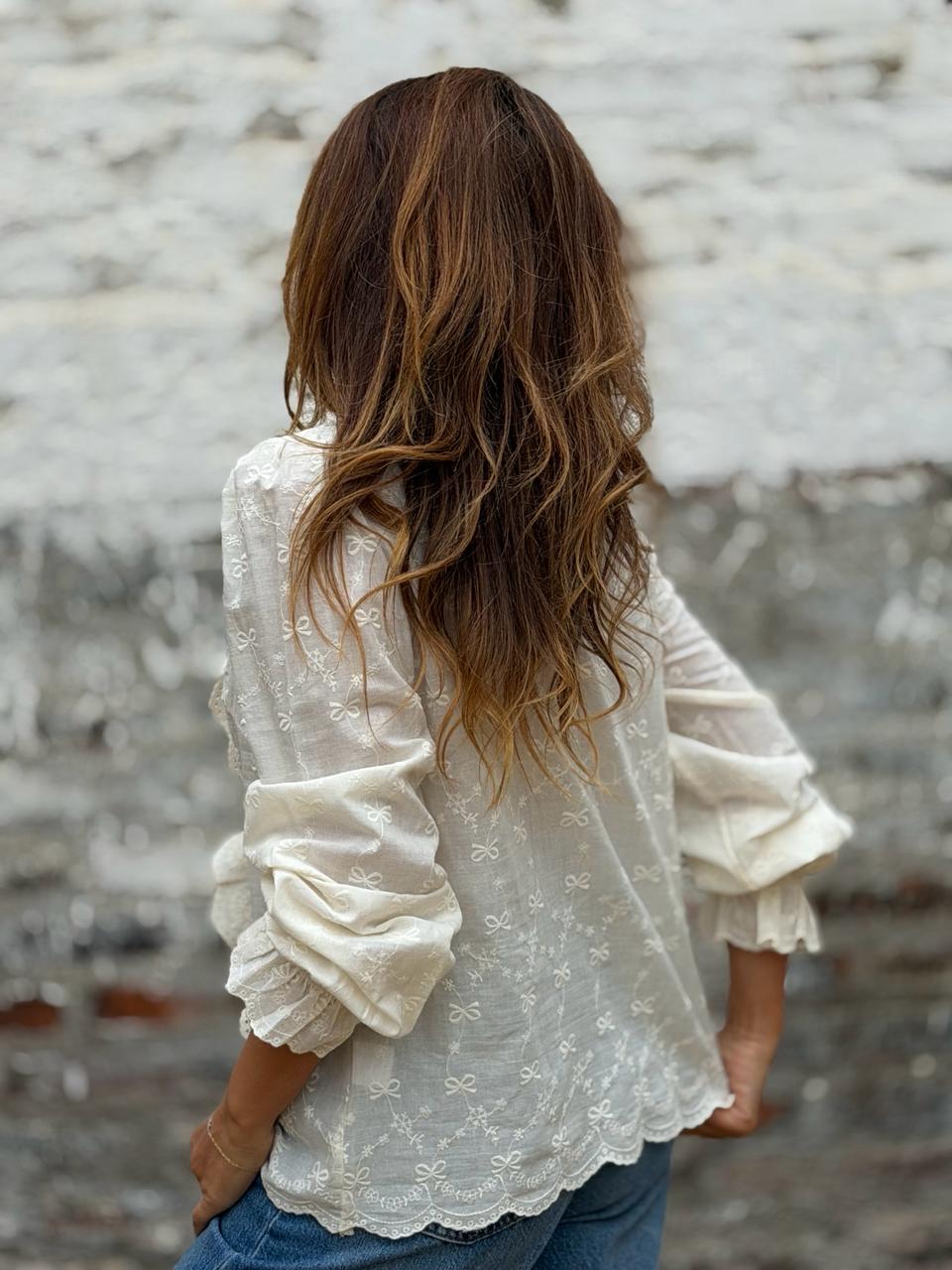 Blusa Broderie marfil