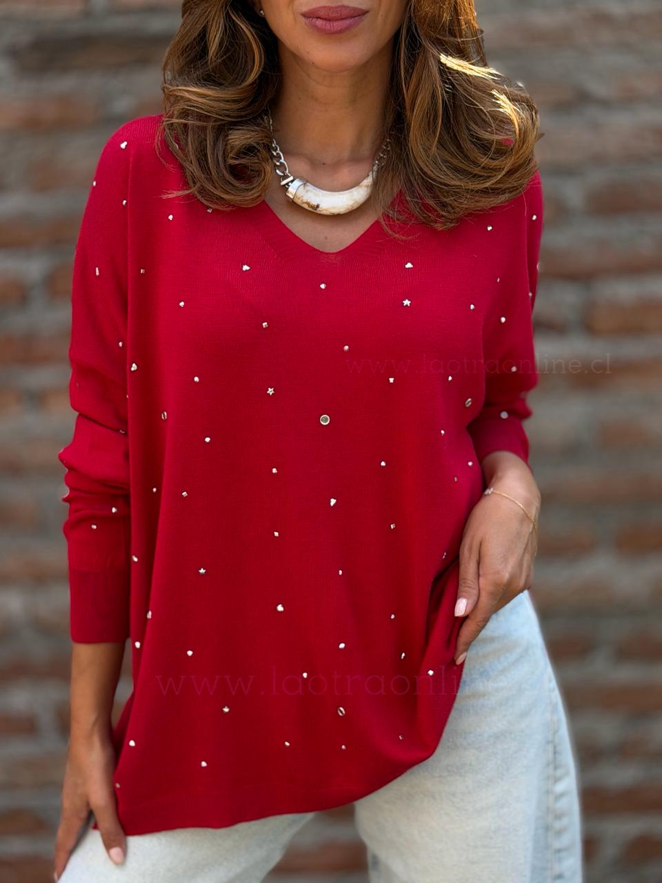 Sweater Tachas rojo