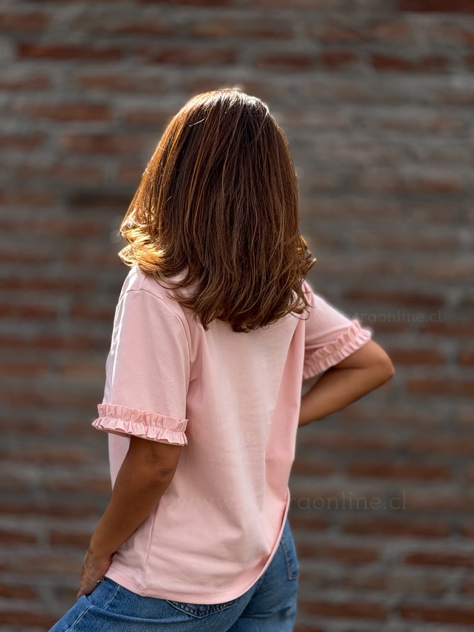 Polera Manga vuelitos rosa