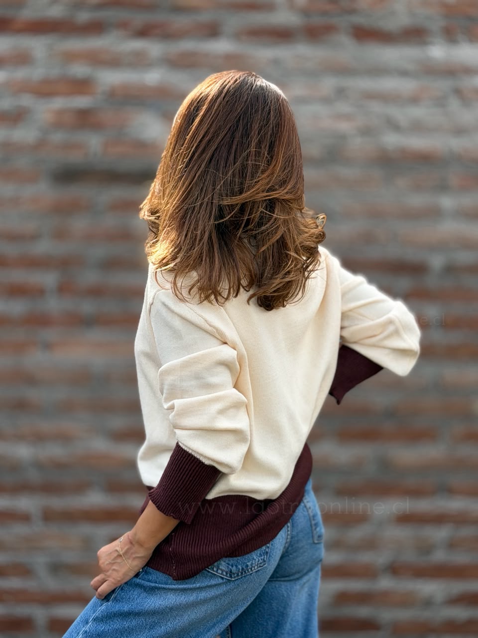 Chaleco Bicolor crema